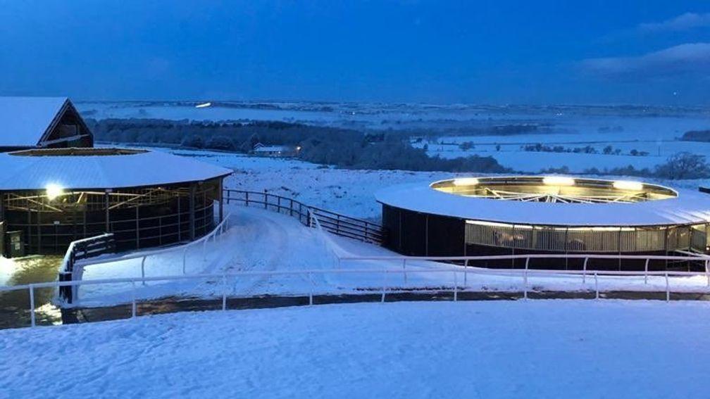 Staff at Keith Dalgleish's yard in Lanarkshire woke up to lots of snow