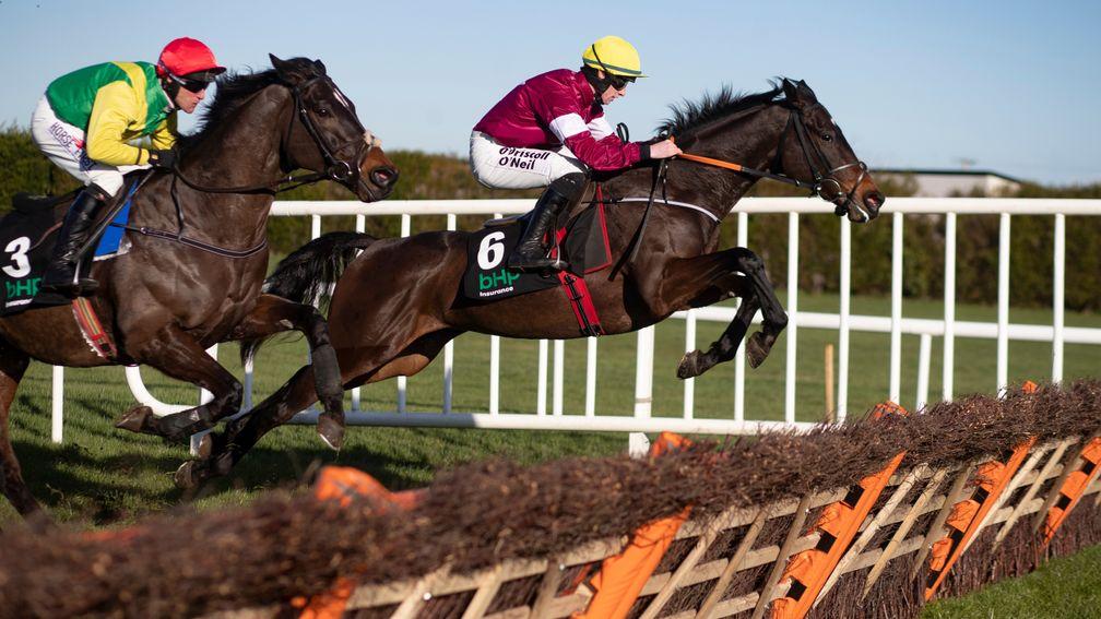 Apple's Jade and Jack Kennedy on their way to victory in the Irish Champion Hurdle