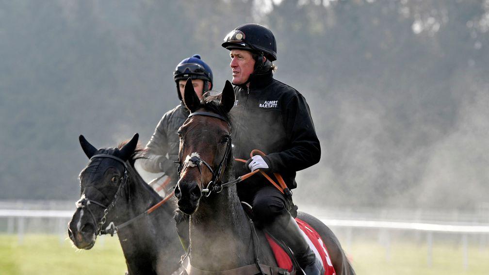 Unowhatimeanharry and Sir Anthony McCoy during a racecourse workout at Newbury