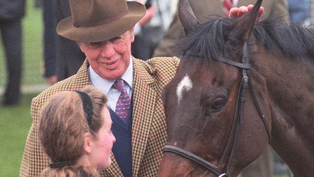Tim Forster with Martha's Son after the 1997 Queen Mother Champion Chase