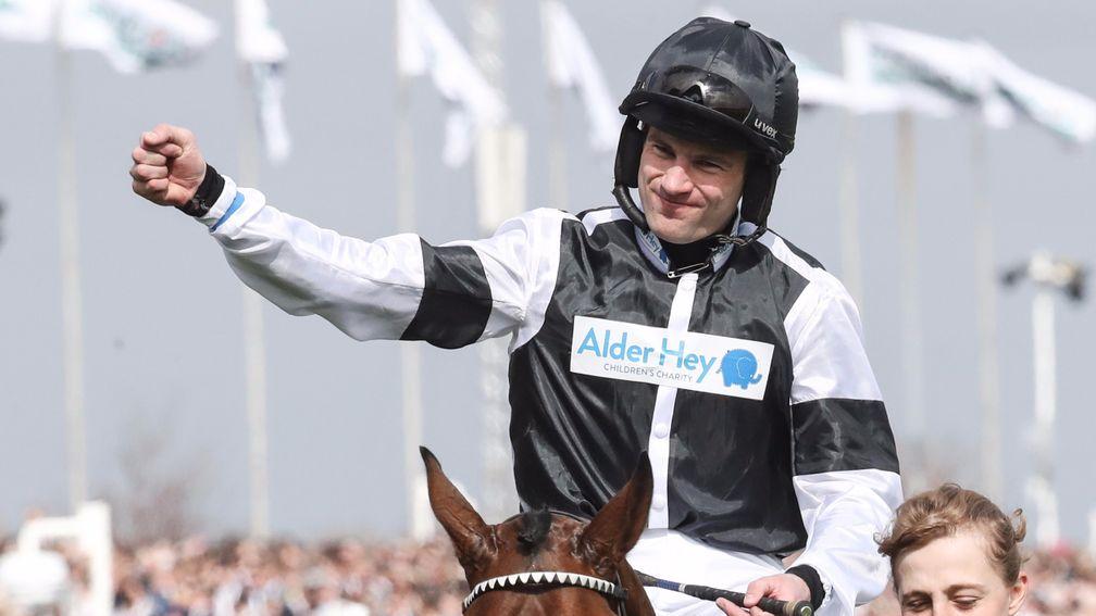 Jeremiah McGrath has plenty to celebrate with Rather Be's victory after the previous day's narrow Red Rum Chase defeat