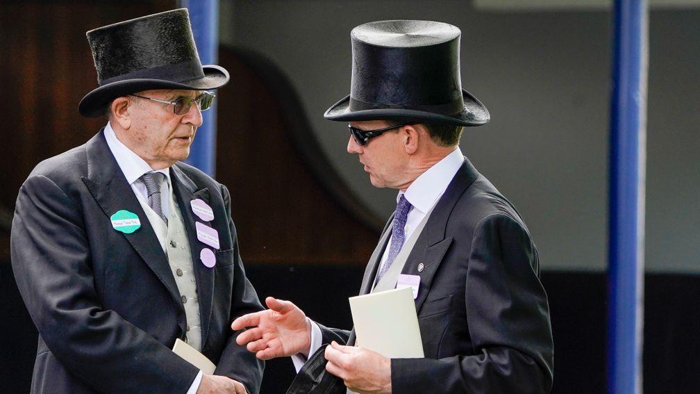 Aidan O'Brien (right) with Coolmore co-owner Michael Tabor at Ascot on Monday