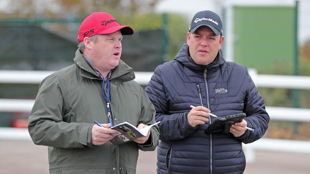 Gordon Elliott, pictured with Aidan O'Ryan (right), said of Working Away: “For me she was the standout of the sale'