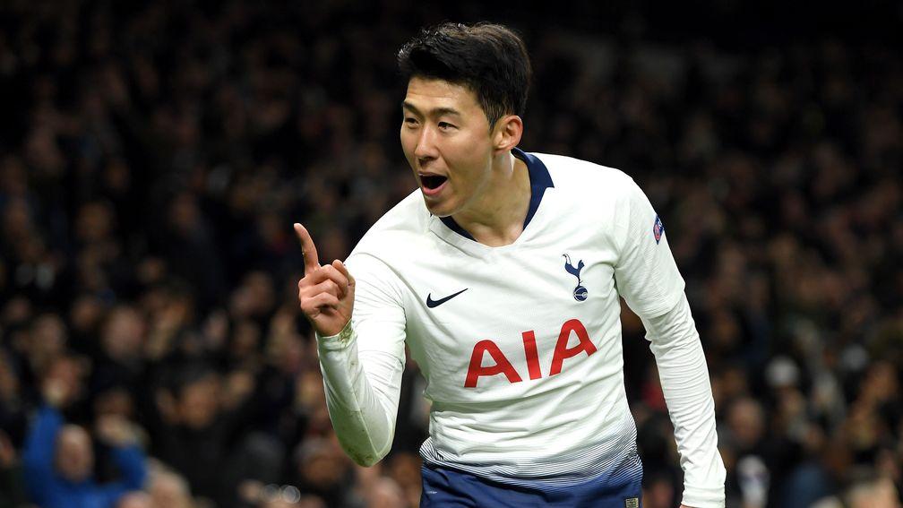 Tottenham's Heung-Min Son celebrates his goal against Man City