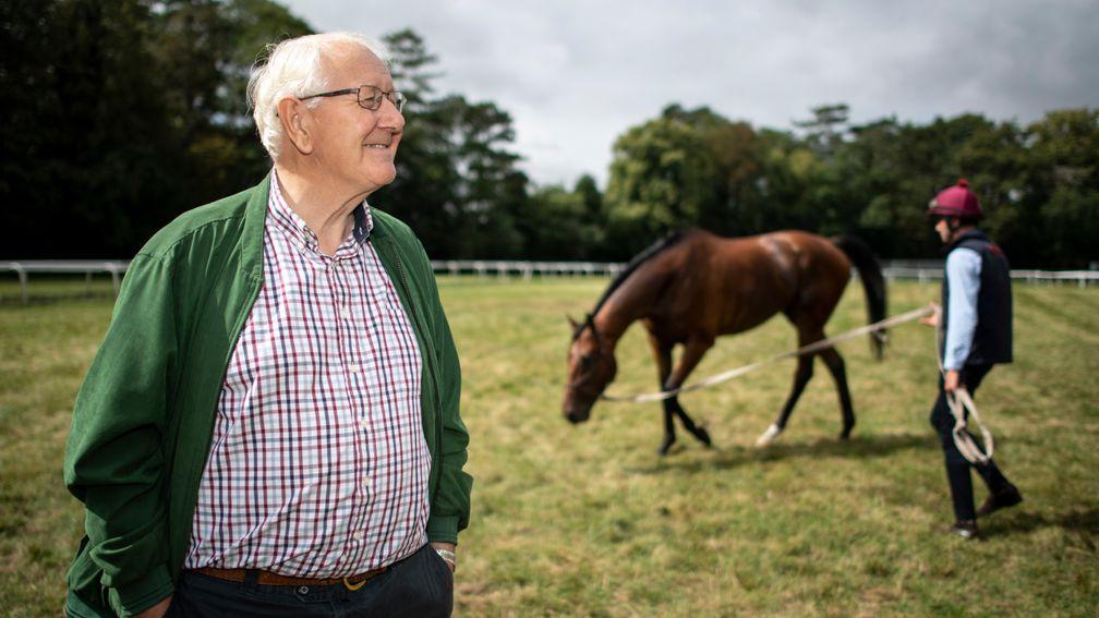 David Elsworth with Sir Dancealot at Egerton House Stables in Newmarket 5.8.19Pic: Edward Whitaker