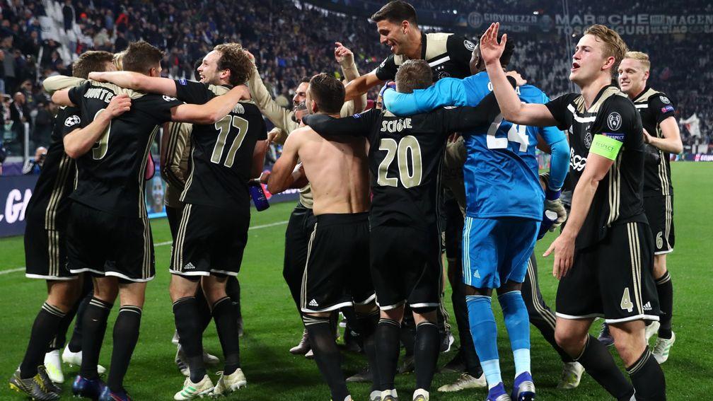 Ajax celebrate a famous Champions League win