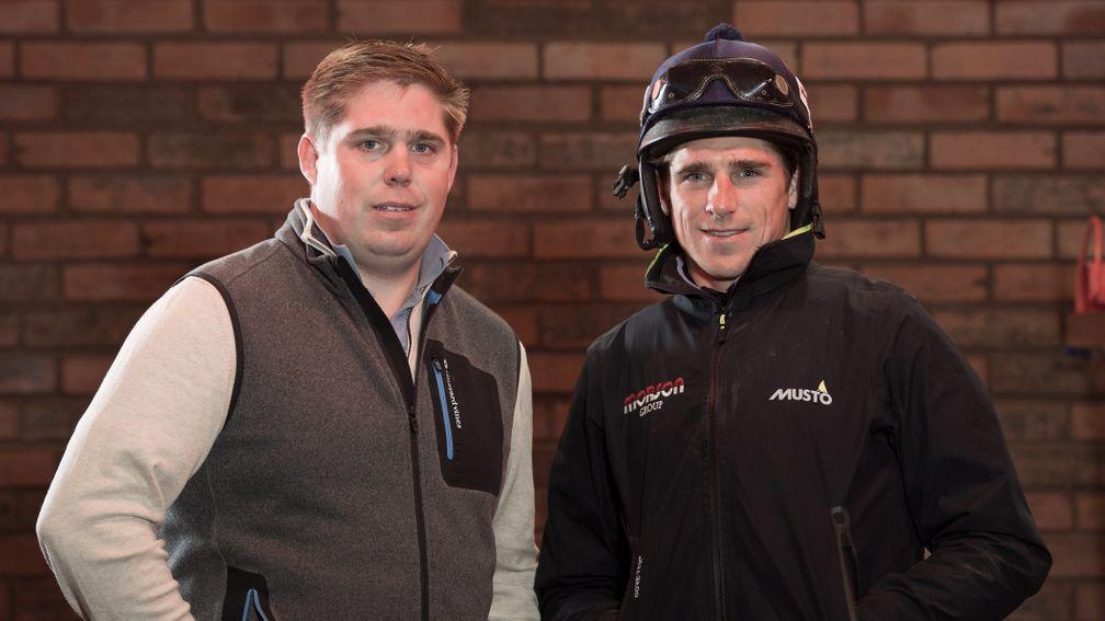 Not hanging around: Dan Skelton (left) brought up his century of winners at Leicester on Monday with a horse ridden by brother Harry