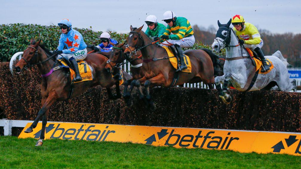 Defi Du Seuil (green and gold) is unlikely to contest the Tingle Creek, which he won last year