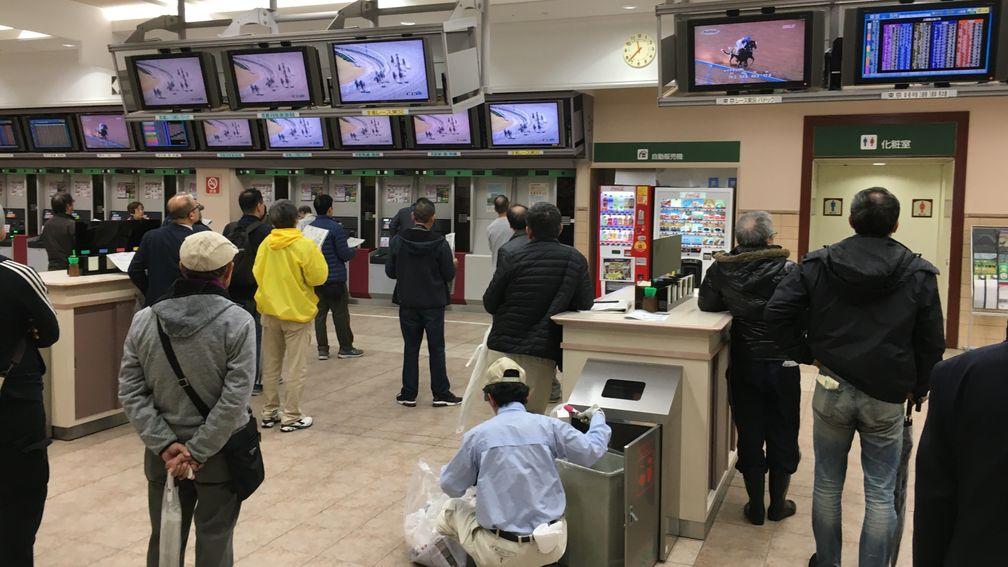 The JRA's huge Shiodome Wins betting shop is currently closed to punters, though turnover remains strong through online and phone wagering