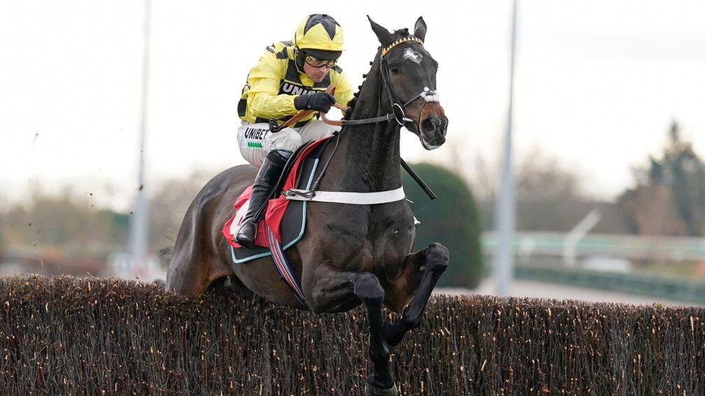 Shishkin, pictured winning at Kempton, remains on course for the Lightning Novices' Chase at Doncaster