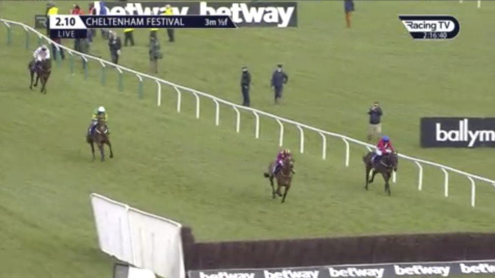 Minella Indo and Allaho appeared to have the RSA Chase between them approaching the final fence