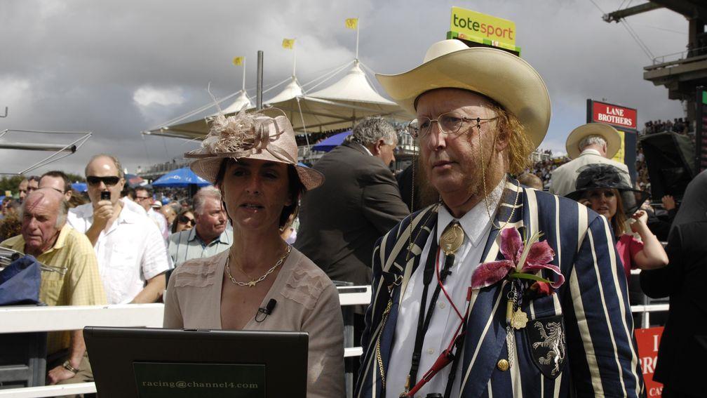 John McCririck and Tanya Stevenson at Goodwood in 2008