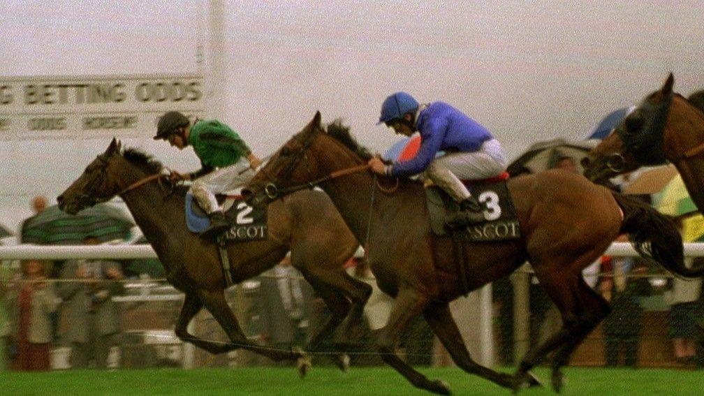 Celeric wins the 1997 Gold Cup at Ascot under Pat Eddery from the previous year's winner Classic Cliche