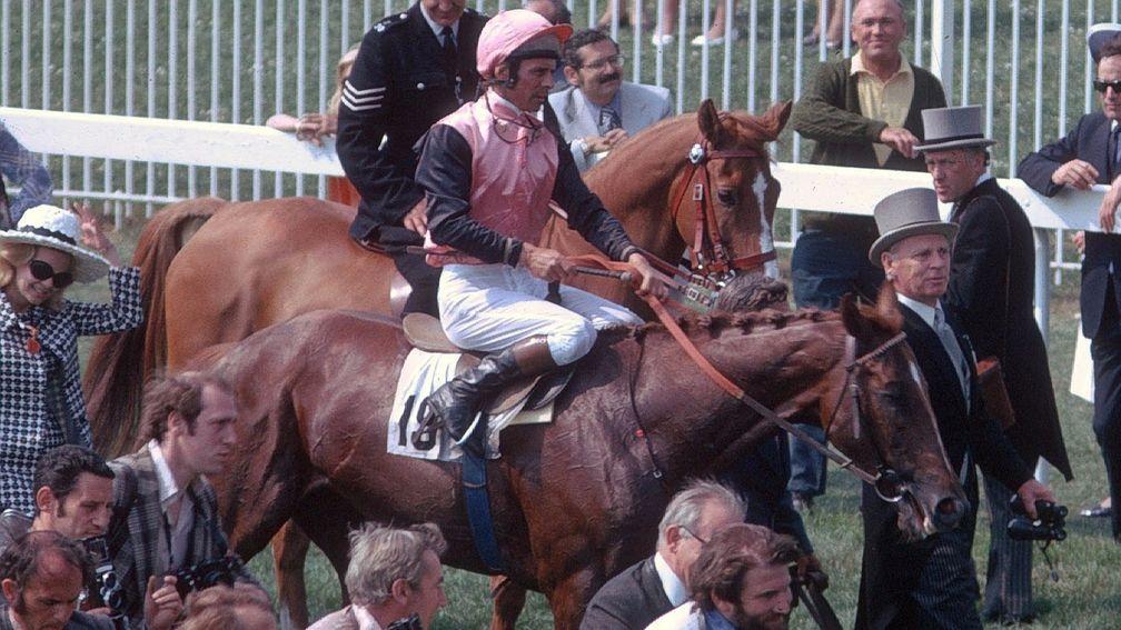Snow Knight: one of two 50-1 shots to win the Derby since the war, pictured here after his Epsom success under the late Brian Taylor