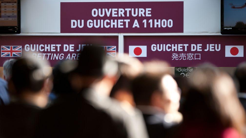 Japanese and English-speaking betting windows at Longchamp