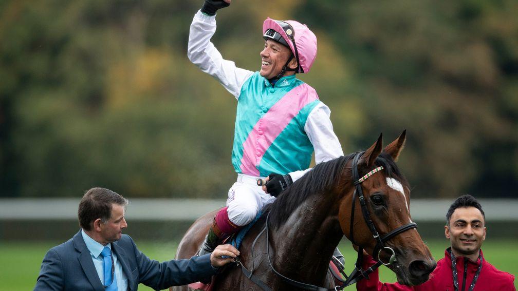 Enable: Frankie Dettori milks the applause after winning the Arc for the second time last year