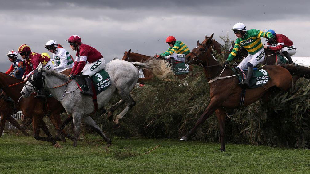 Paul Townend (right) clears The Chair on his way to winning the Grand National on I Am Maximus