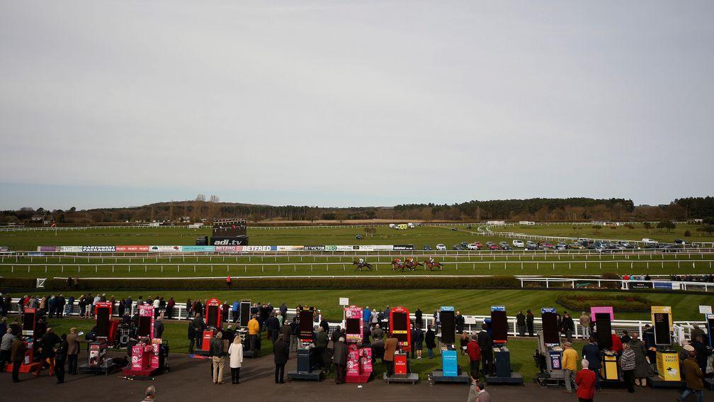 MARKET RASEN, ENGLAND - APRIL 10:  A general view as runners pass the bookmakers at Market Rasen racecourse on April 10, 2016 in Market Rasen, England. (Photo by Alan Crowhurst/Getty Images)