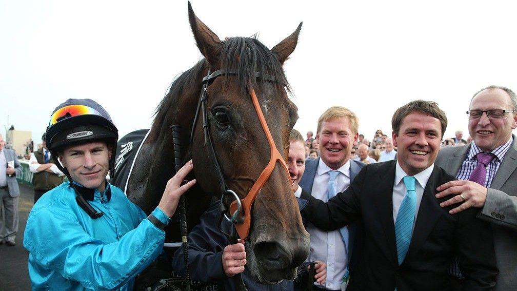 Richard Kingscote and connections of Brown Panther after the 2014 Irish St Leger