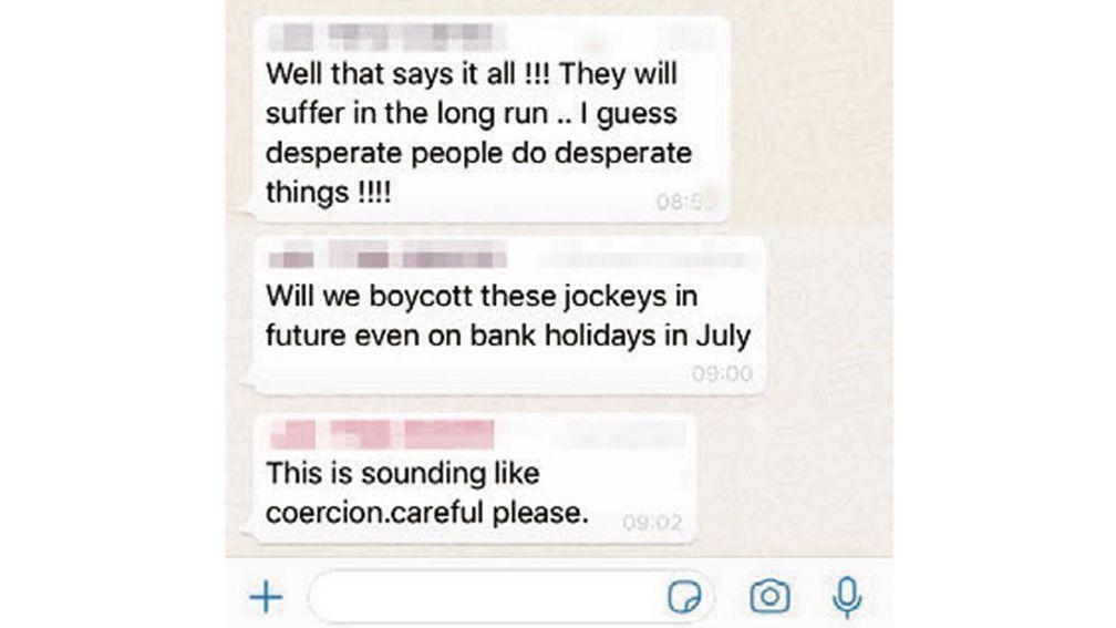 Discussion takes place on the trainers' WhatsApp group