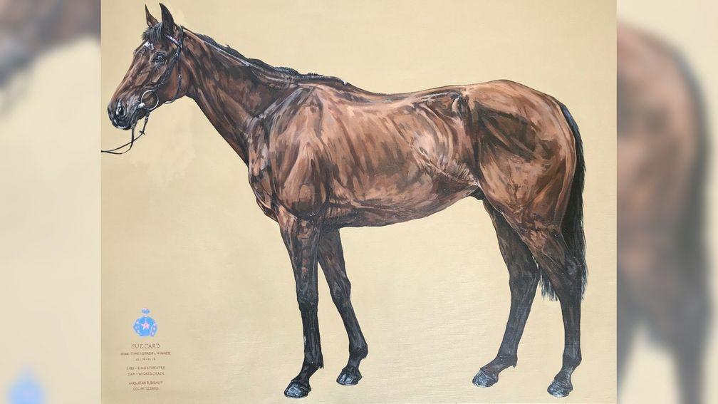 A one-off portrait of Cue Card, by renowned equestrian artist Tania Still, will go up for auction