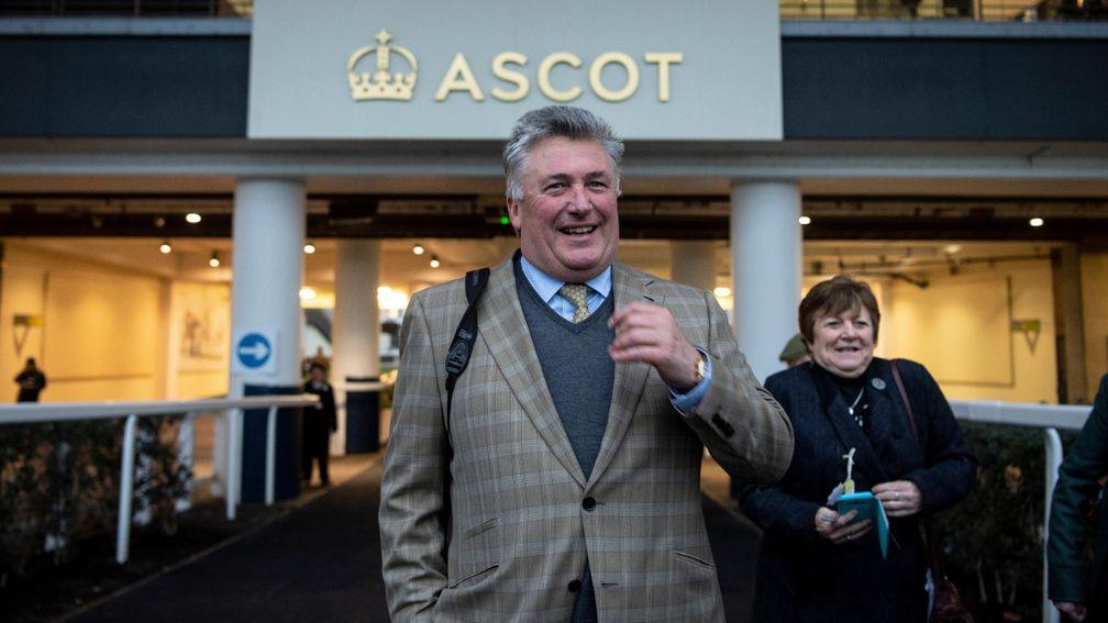 Eighth wonder: Paul Nicholls at Ascot on Saturday after winner number eight on the day