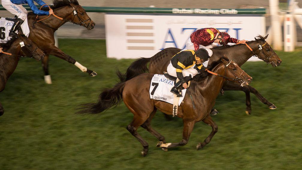 Long On Value (near side) is pipped by The Right Man in the Al Quoz Sprint