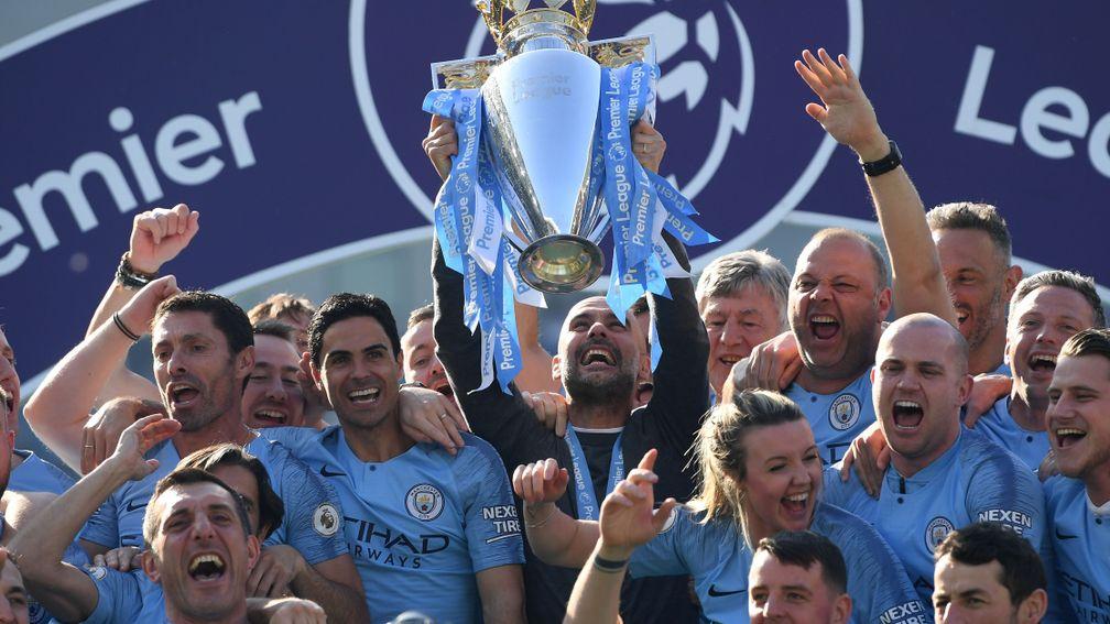 Manchester City celebrate their final day title-success last season