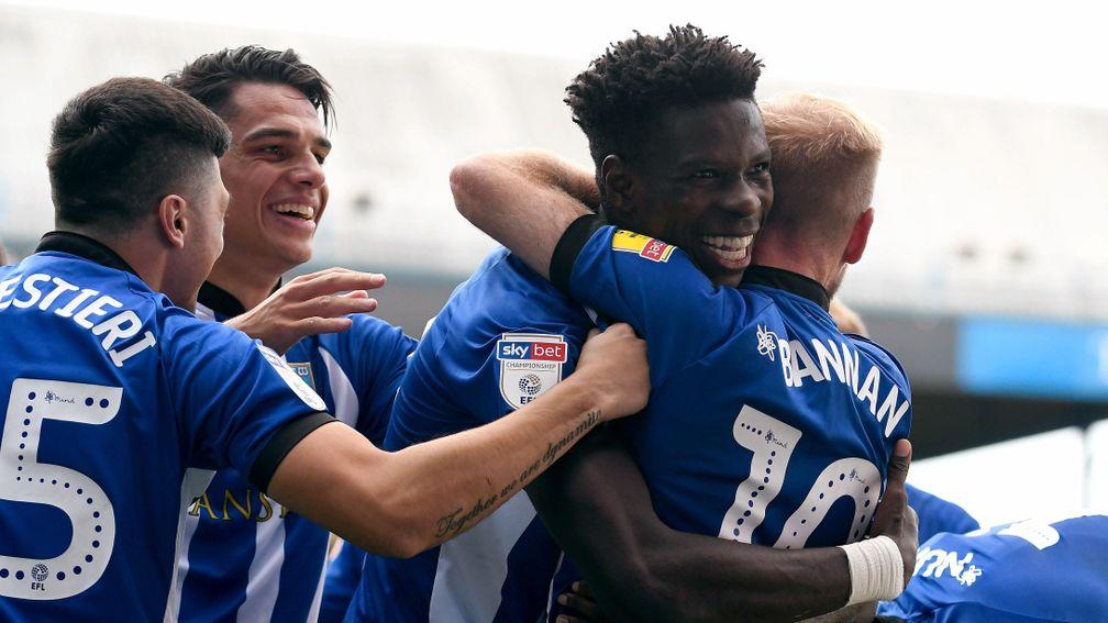 Lucas Joao of Sheffield Wednesday celebrates with his teammates