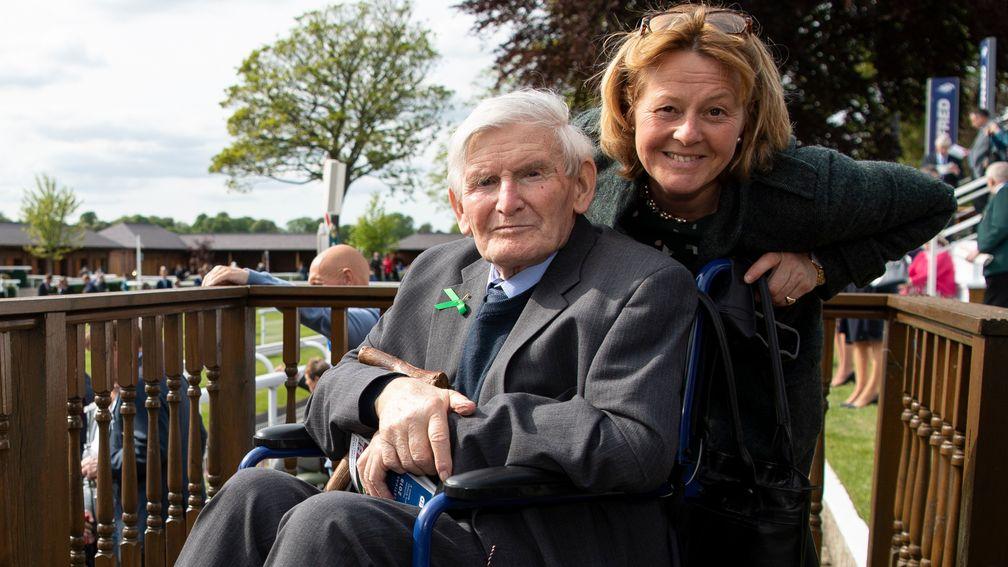 Peter Beaumont enjoys his day out at York with Injured Jockeys Fund almoner Helen Wilson
