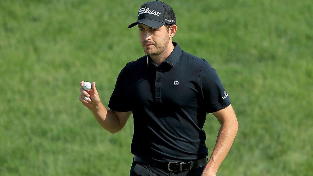 Patrick Cantlay acknowledges the Memorial crowd at Muirfield Village Golf Club two Sundays ago