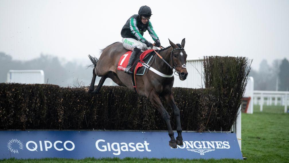 Altior jumps to his left as clear the last at Ascot