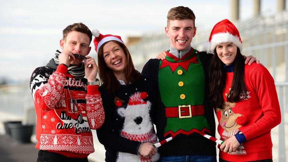 Dr Jennifer Pugh, pictured second from left in festive form last Christmas with (from left to right) jockeys Paul Townend, Donagh Meyler and Rachael Blackmore