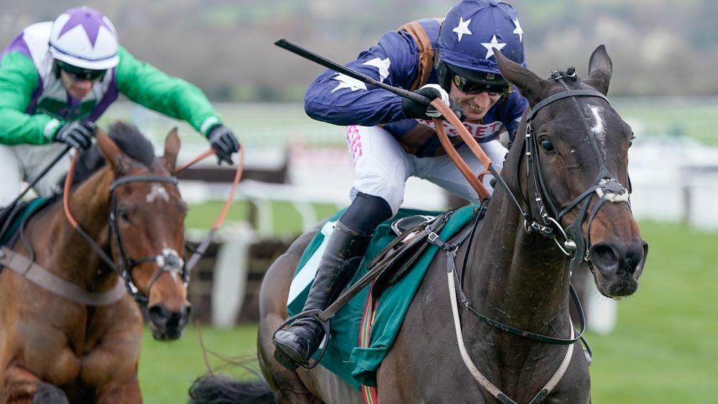 Dysart Enos and Paddy Brennan on their way to victory at Cheltenham on Friday