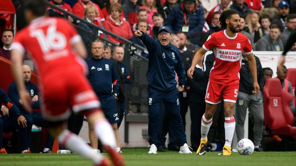 Middlesbrough manager Tony Pulis makes his point at the Riverside last season