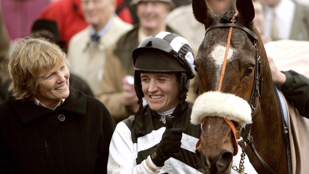 Smiles all round after Moscow Flyer regains his Champion Chase crown at Cheltenham in 2005