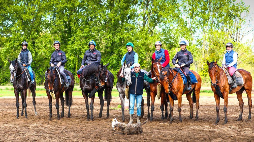 Francois Nicolle entered seven and will run five horses in Sunday's Grand Steeple-Chase de Paris, incluidng Niko Has (far left) and Happy Monarch (second left)