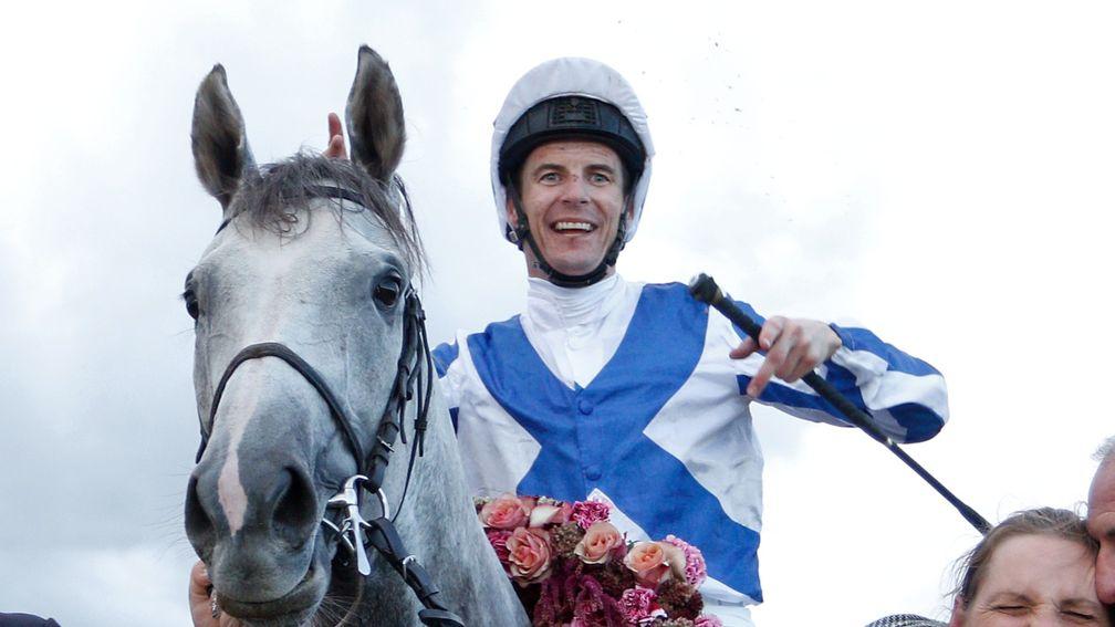 Happier days: Fran Berry after winning the Stockholm Cup on Thundering Blue