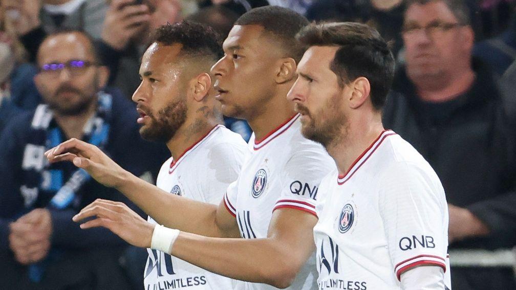 Neymar (left) is a key component in PSG's star-studded frontline
