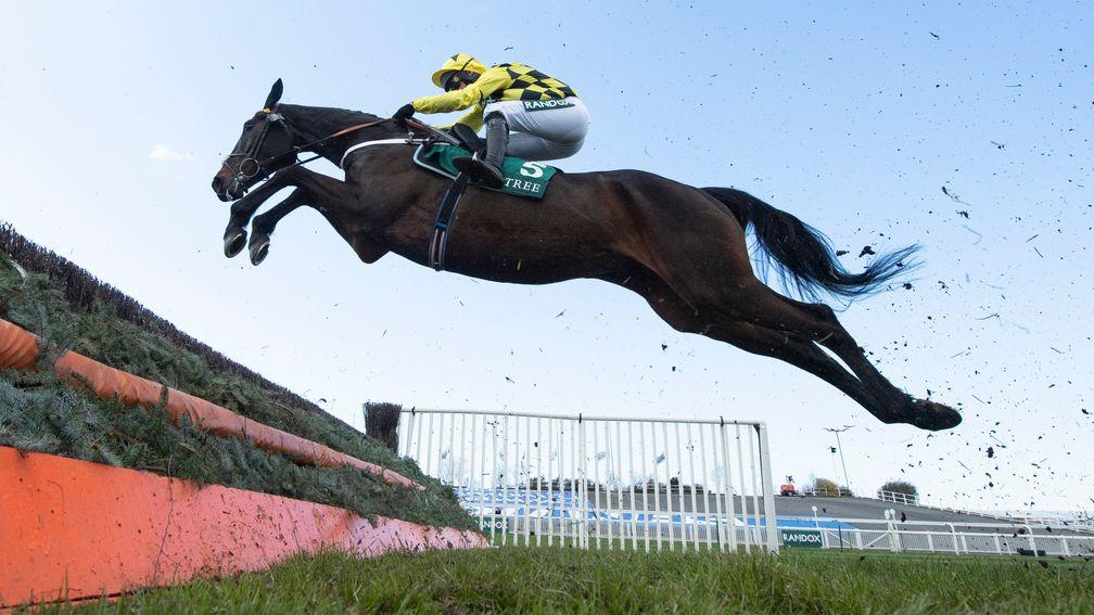 Shishkin: clears a fence on the way to Grade 1 success at Aintree