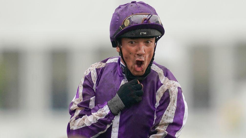 A jubilant Frankie Dettori after a record-breaking Oaks success on Snowfall