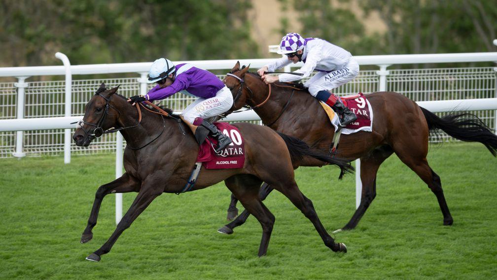 Alcohol Free comes away from Poetic Flare to win the Group 1 Sussex Stakes at Goodwood