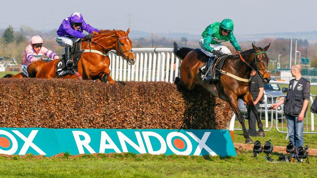 Kildisart (right) pings the last to see off Mister Malarky in the Betway Handicap Chase