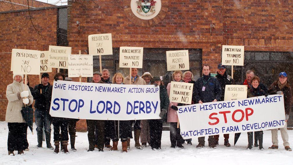 Protestors and members of Save Historic Newmarket Action Group outside the Forest Heath District Council offices in 2010
