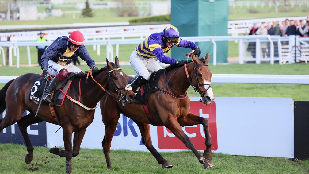 Fastorslow and JJ Slevin (left) are just denied by Corach Rambler in last year's Ultima Handicap Chase