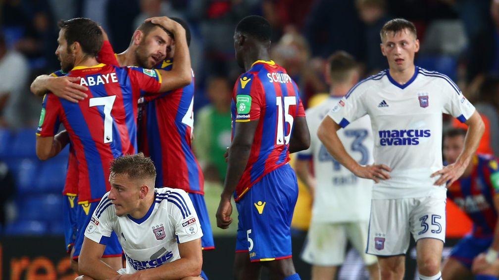 Palace celebrate against Ipswich in the EFL Cup