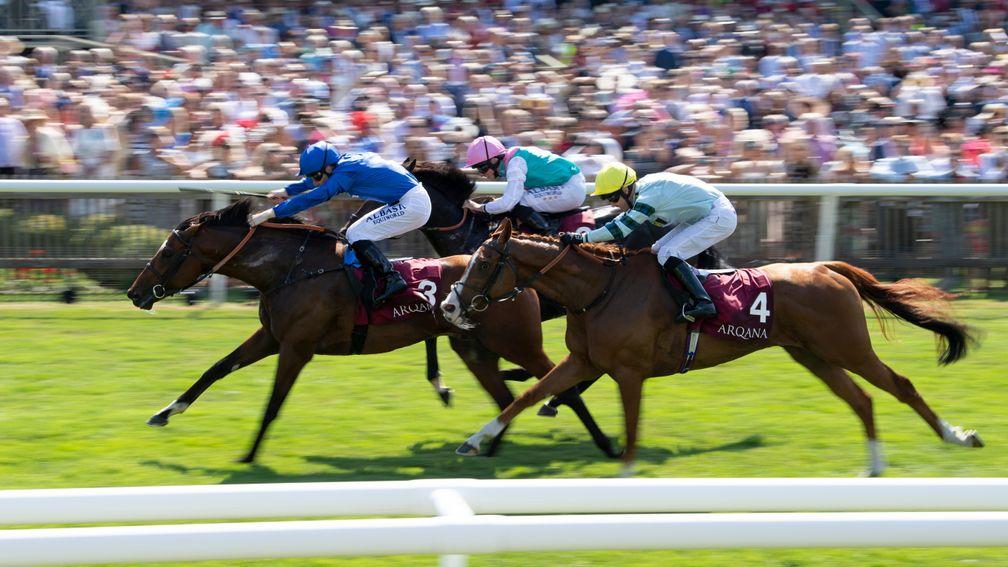 Best Solution defeats Mirage Dancer (far) and Duretto (near) in the Princess of Wales's Stakes