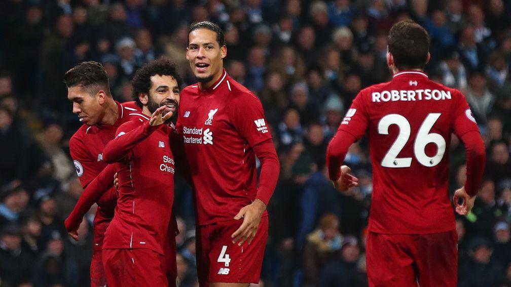 Liverpool celebrate Roberto Firmino's equaliser