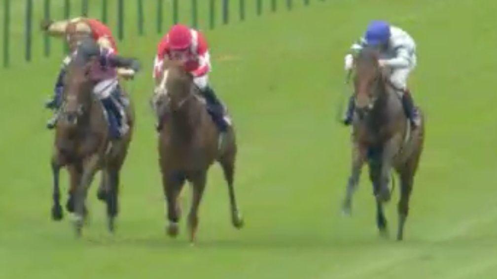 Quickthorn begins to lengthen nicely under Fallon, making ground on his three rivals