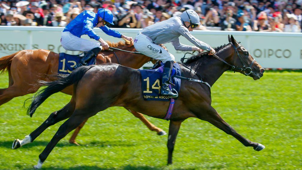 Space Traveller - Daniel Tudhope wins from Space Blues - James DoyleThe Jersey Stakes (Group 3)Royal Ascot 22.6.19©mark Cranhamphoto.com